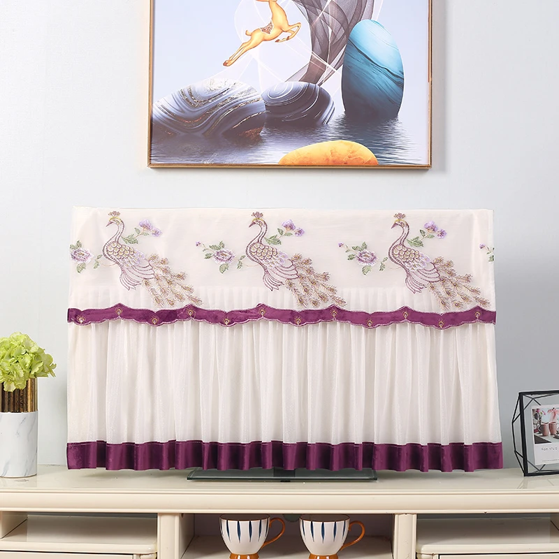 液晶电视机防尘罩套开机不取42寸65寸75寸挂式曲面台式蕾丝盖布巾