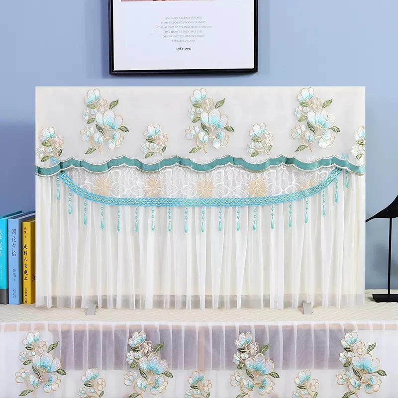 家用液晶电视机防尘罩蕾丝42寸65寸70寸75挂式曲面台式盖布巾