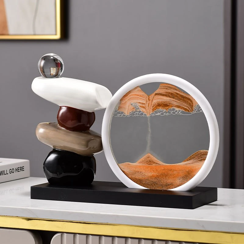 时来运转流沙画摆件客厅电视柜酒柜玄关新中式装饰工艺品乔迁礼物