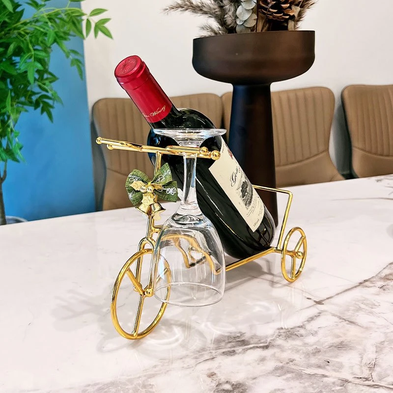 创意家用红酒杯架酒柜红酒架摆件葡萄酒倒挂架简约现代单车装饰品