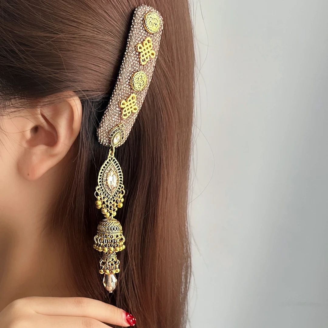 F0225-1异域小众民族风轻奢个性高级感金色女士发夹气质时尚潮流