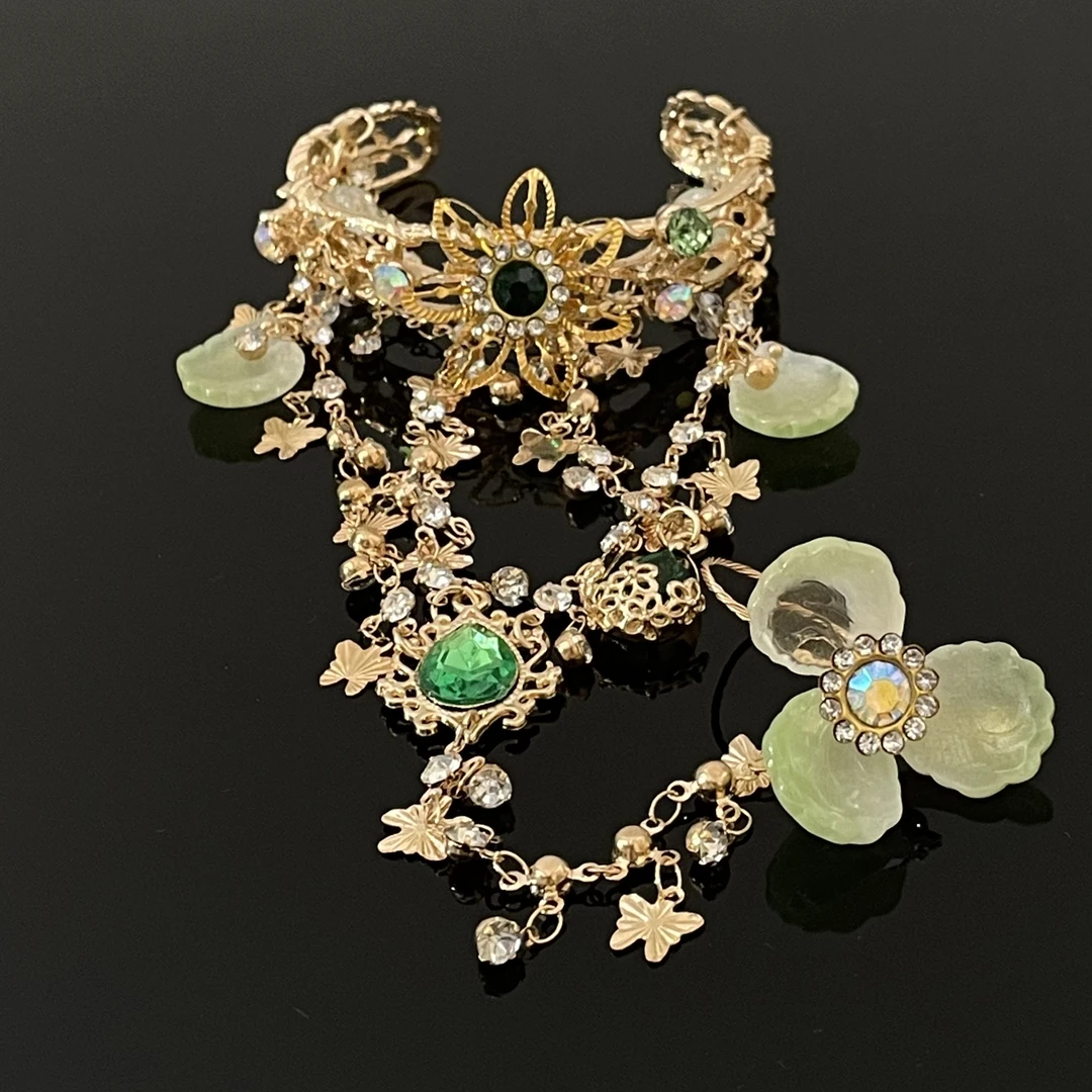 合金树脂手链 时尚古风设计感小众气质中式精致百搭高级感金色ins