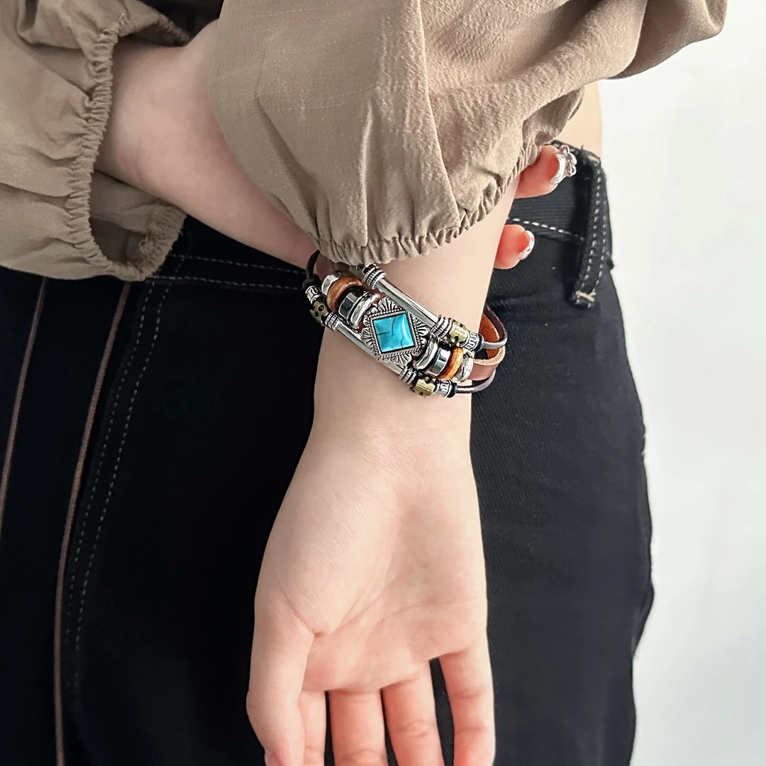 合金皮质手链 S0542-1时尚精致百搭高级感异域风情手环小众设计感