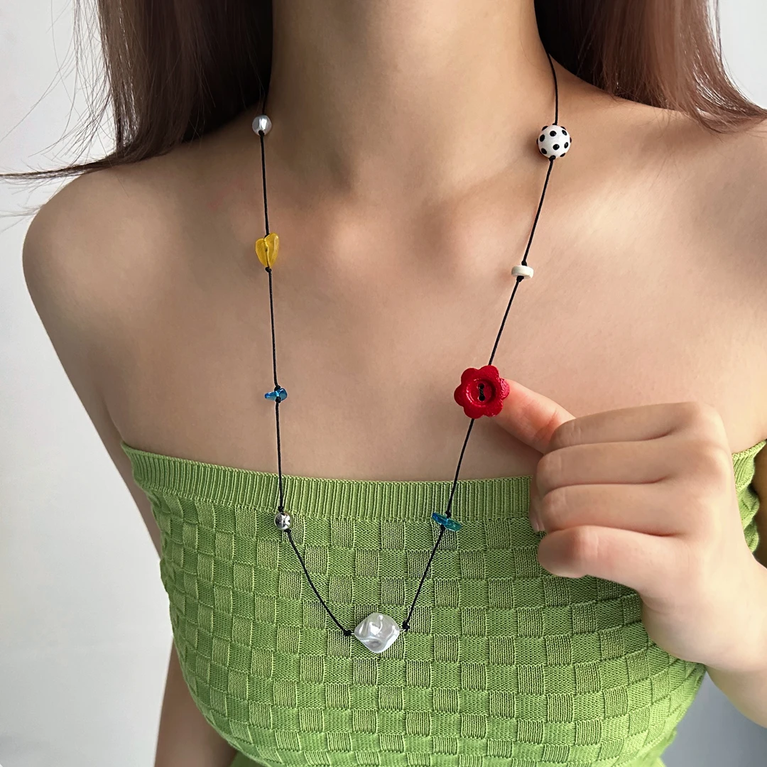 非金属布艺项链 X5058-1简约小众气质个性百搭潮流轻奢多巴胺项链