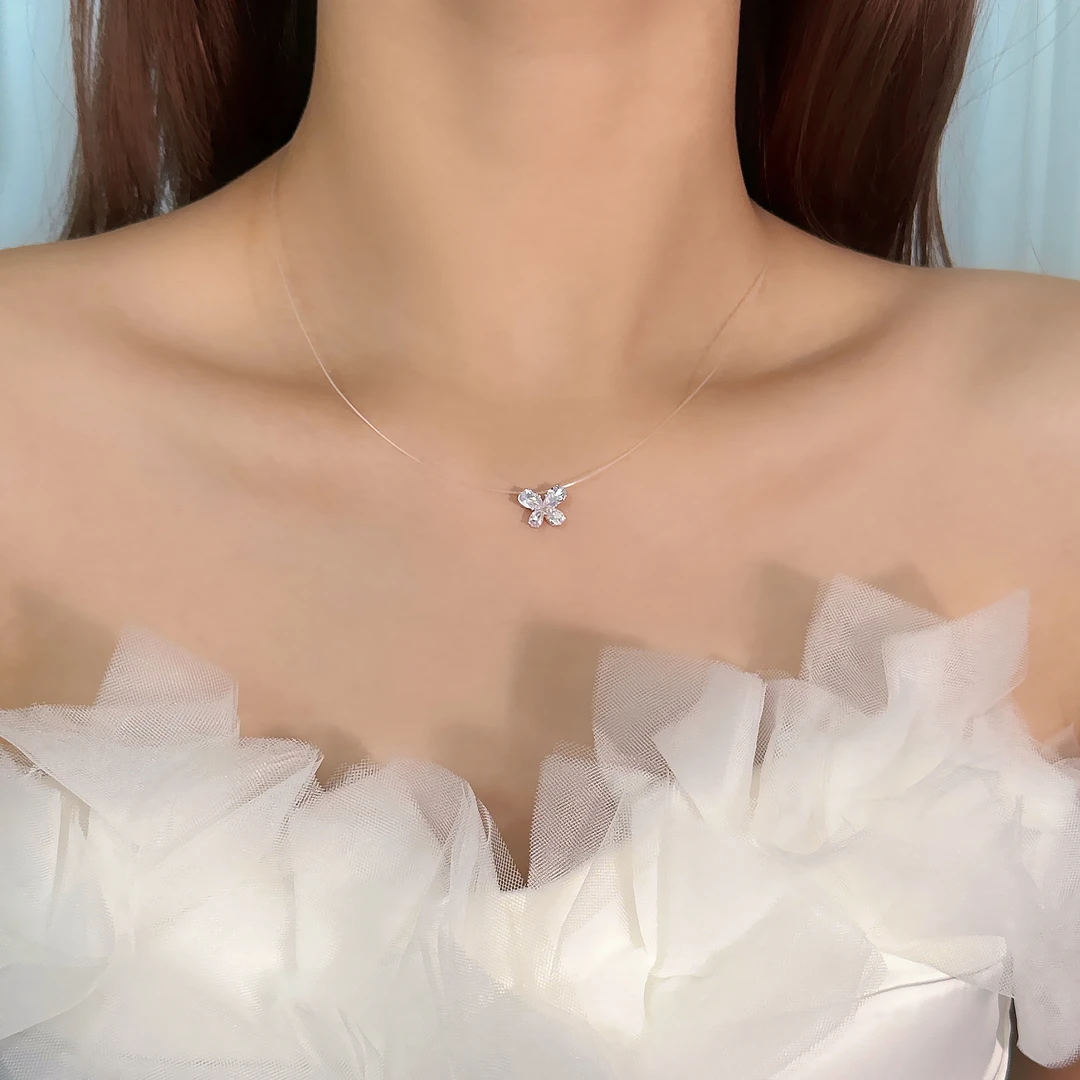合金树脂项链 X4348-1简约小众个性精致设计感蝴蝶项链气质高级感