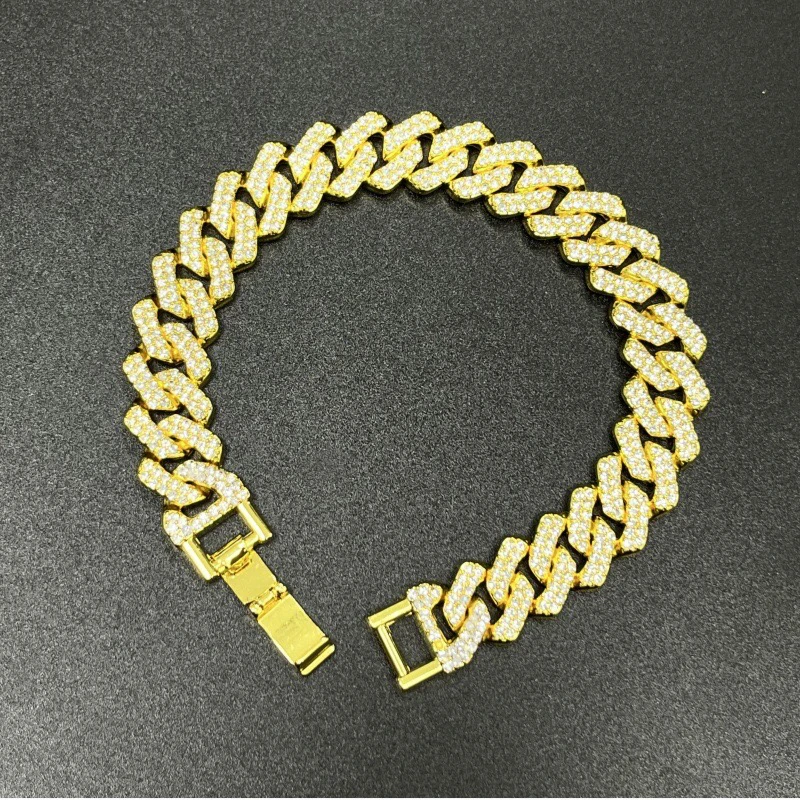 铜合金手链 【古米】g103欧美嘻哈风个性镶钻方糖手链首饰饰品轻奢