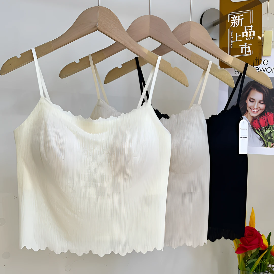 女背心打底小胸显大聚拢薄款蕾丝内搭防走光美背中长款固定杯气质