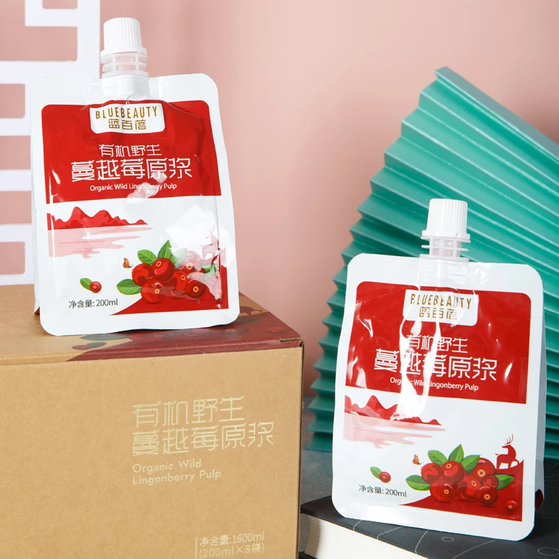 蓝百蓓有机野生蔓越莓原浆200ml/袋大兴安岭越桔红豆雅格达