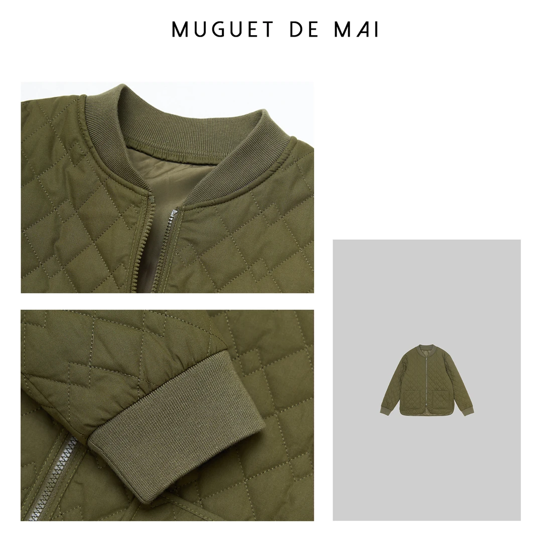 【MGDM】英伦风轻薄菱形格棉服外套棉衣DDJ24312