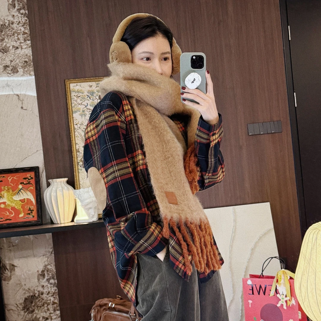 【MGDM】黑红全棉撞色格纹复古宽松衬衫女 25春 NN24492