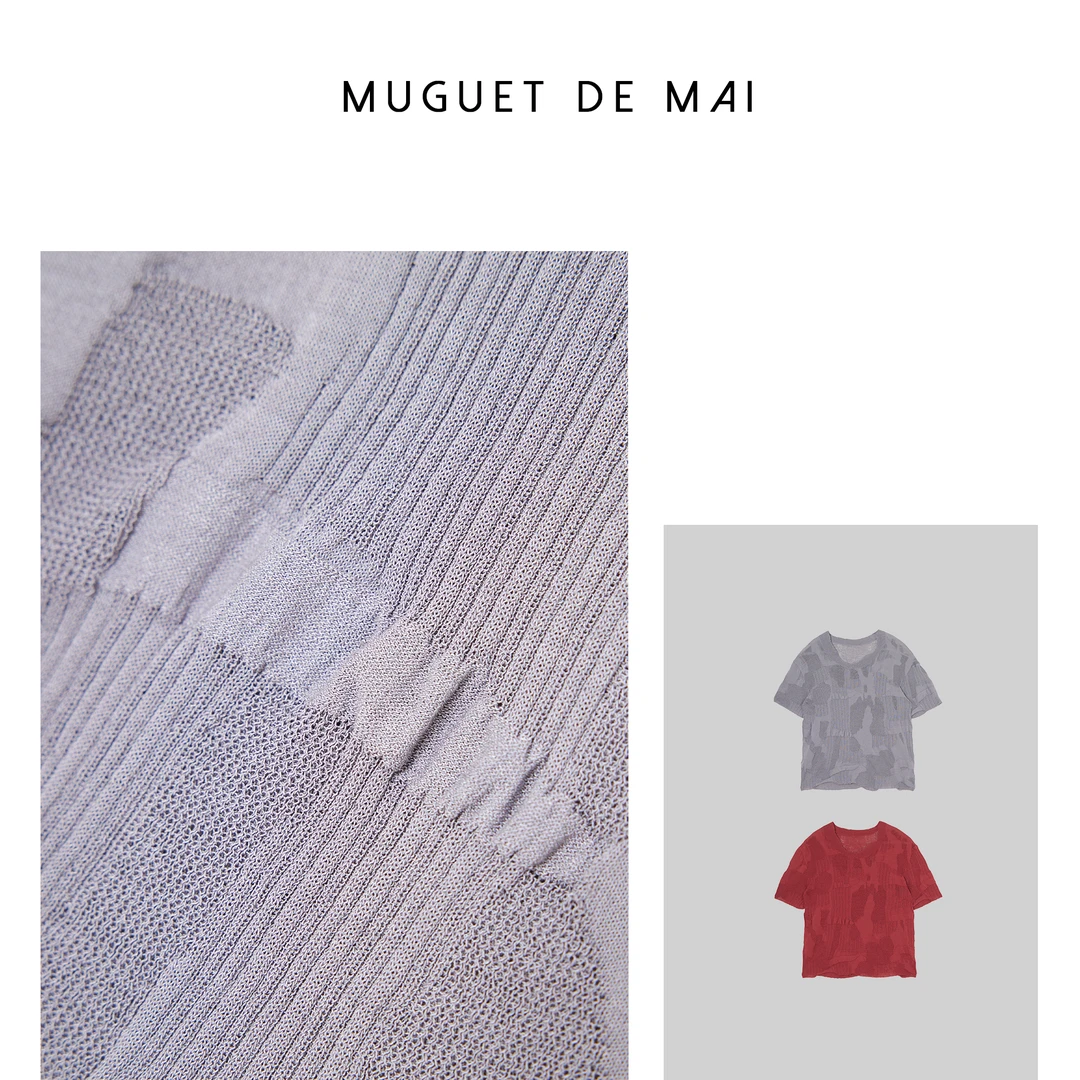 【MGDM】立体皱肌理感针织短袖 褶皱T YYZ24018