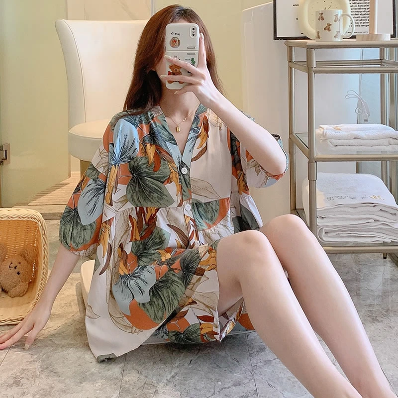 棉绸睡衣女夏季2024新款短袖短裤薄款绵绸可外穿大码家居服套装
