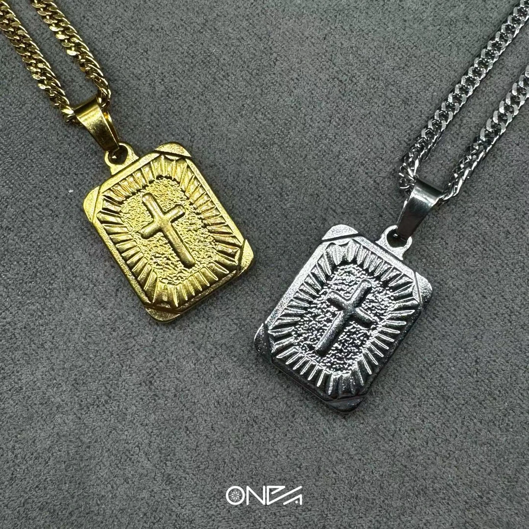 钛钢项链 ONEPART | 虔诚 基础双面十字吊坠侧身链项链男士时尚