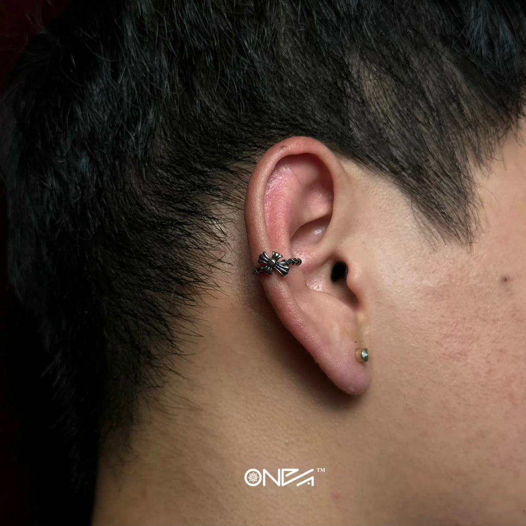 钛钢耳饰 ONEPART无耳洞耳骨夹十字复古男女可调节