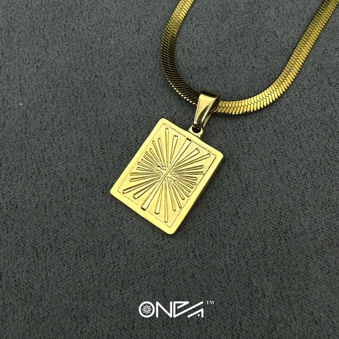 钛钢项链 ONEPART星际穿梭Plaid时空方牌吊坠项链