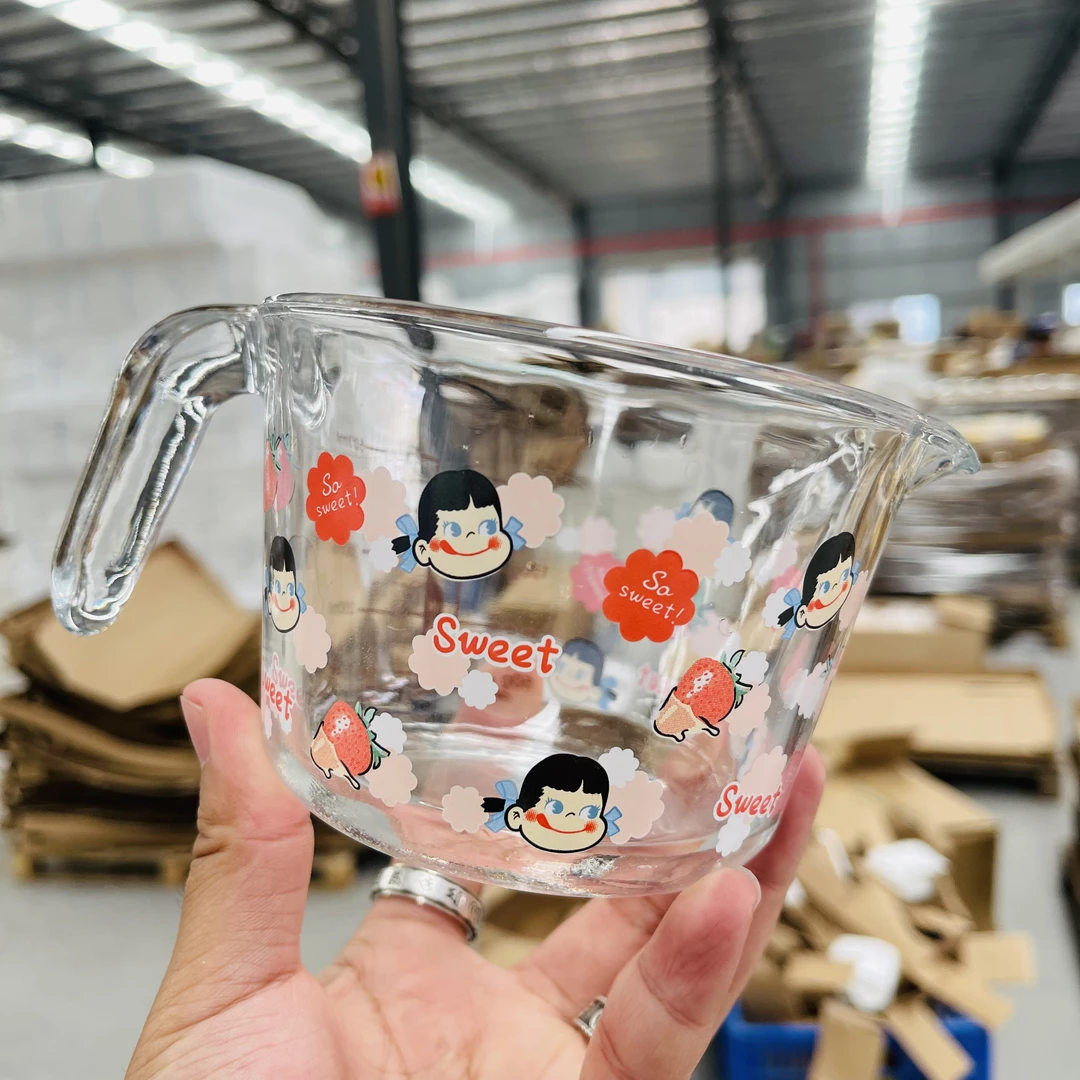 可爱女孩量杯中式纯色卡通圆形500ml