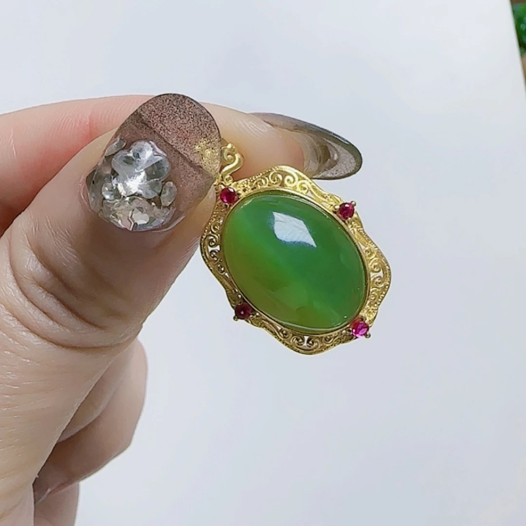 【闪购商品】和田玉挂坠银S925镶嵌