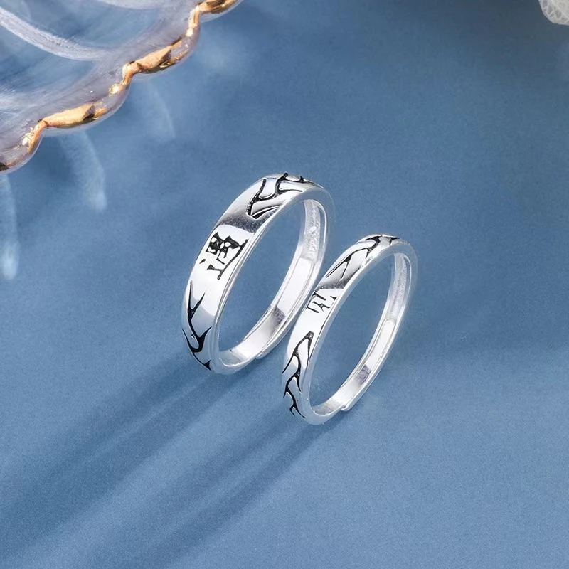 足银戒指 足银情侣遇见麻花对戒送情人礼物简约个性