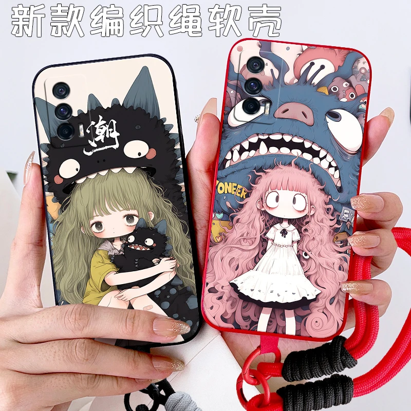 高颜值腕带款iqooneo5手机壳V2055A网红防摔新款个性创意仙女时尚