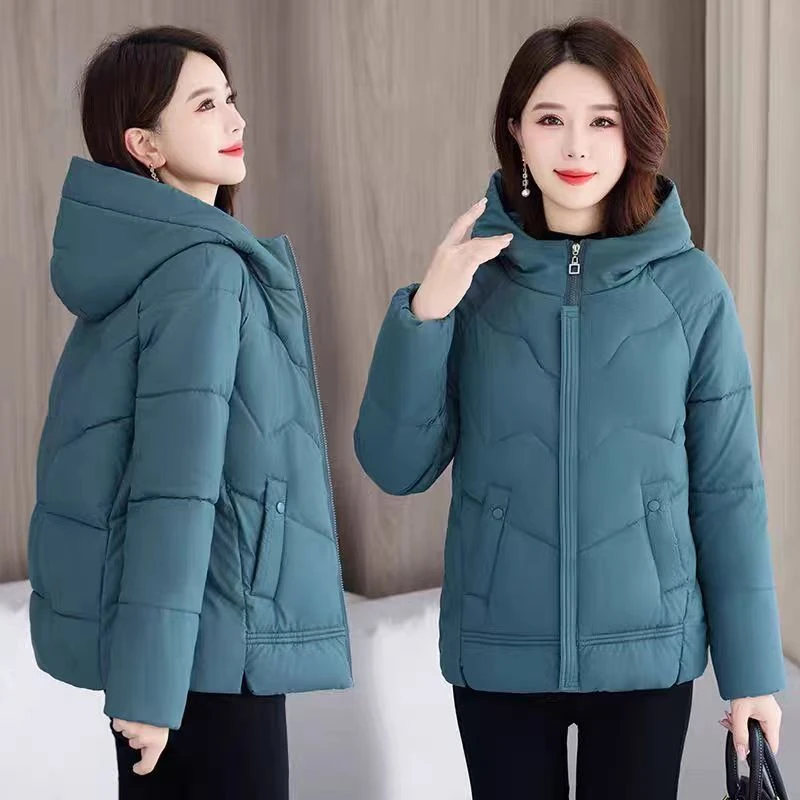 妈妈羽绒棉服冬装新款洋气丝绵免洗pu皮衣棉外套短款
