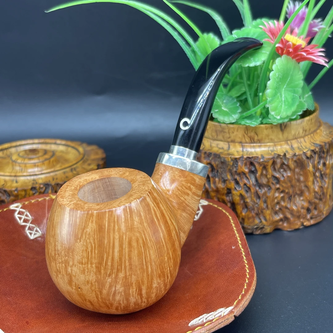 意大利齐博双银龙7级火焰纹石楠木手工烟斗烟具