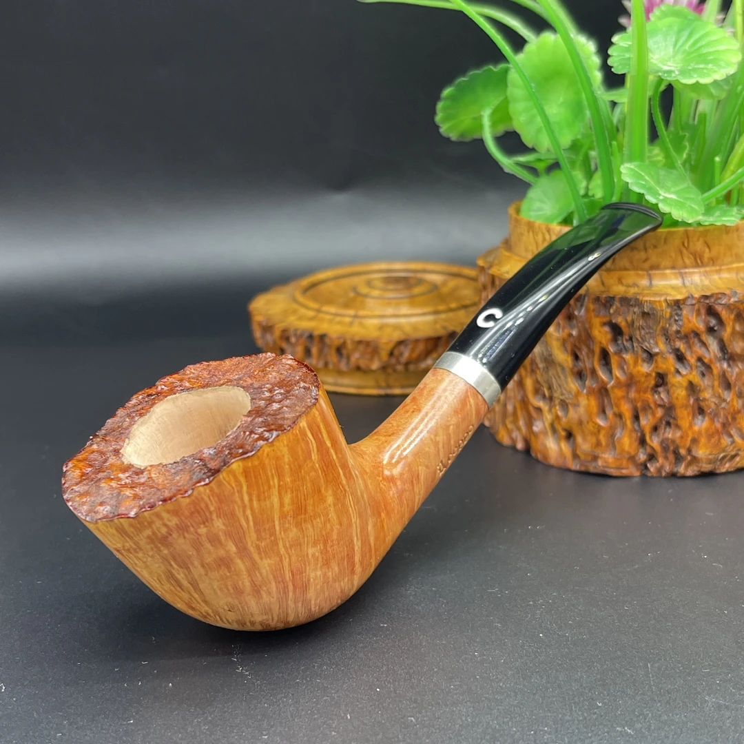 意大利齐博自由式银圈留皮石楠木手工烟斗烟具