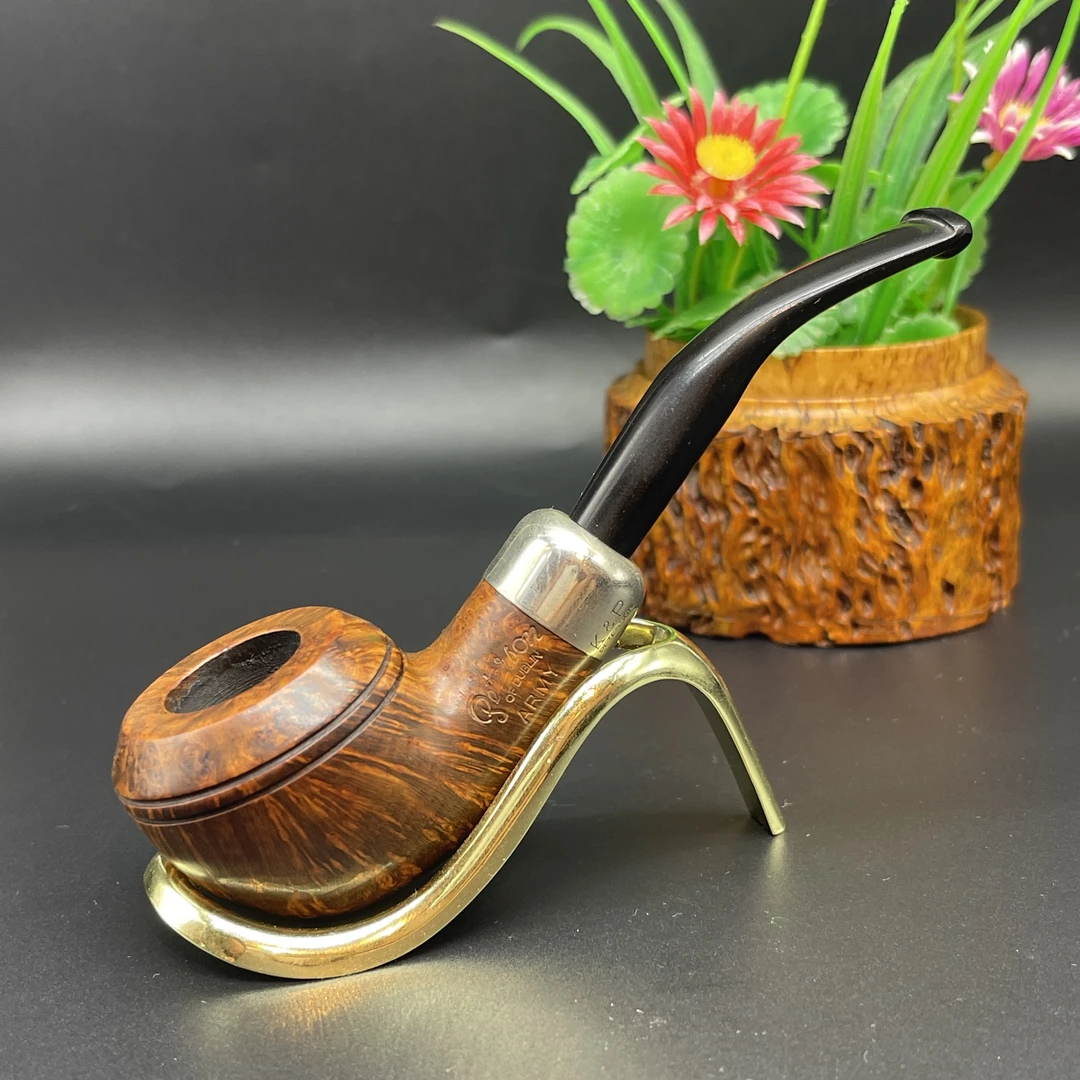 爱尔兰共和国时期老比德森原木军插牛头石楠木烟斗烟具