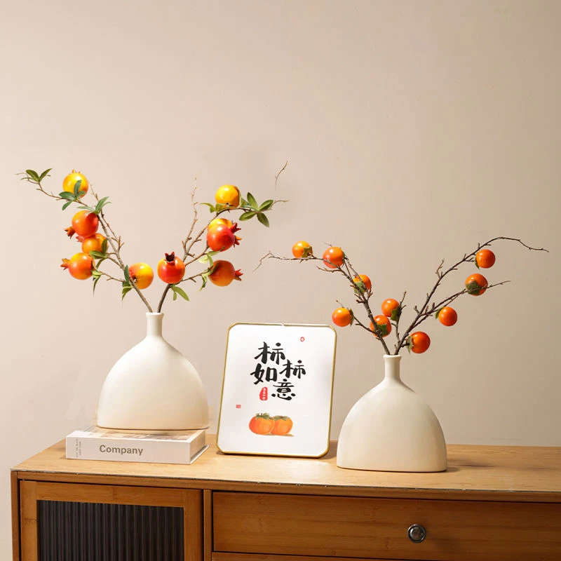 柿子仿真仿真花果实装饰树枝柿柿如意客厅摆件假花摆设花束餐桌