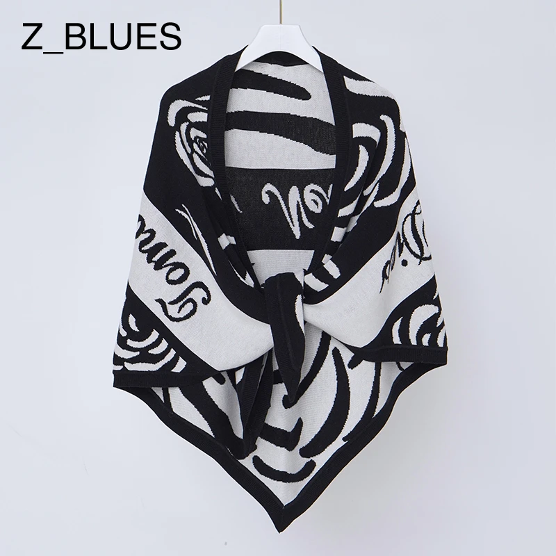 Z.blues【风姿绰约】轻奢时尚气质文艺提花羊毛披肩女士YZSHKF221
