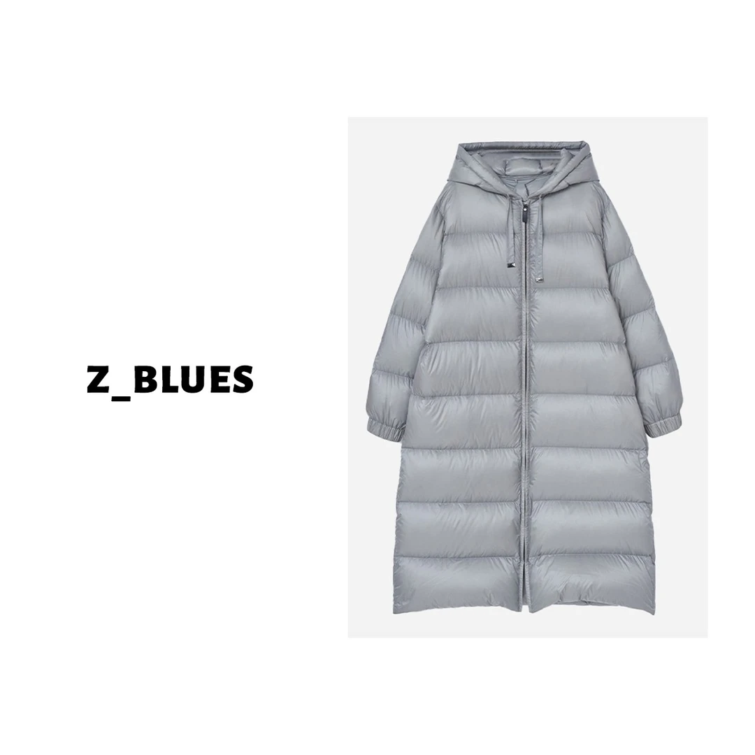 Z.blues【千姿百态】高端轻奢连帽长款白鹅绒羽绒服女士YZKZ20023