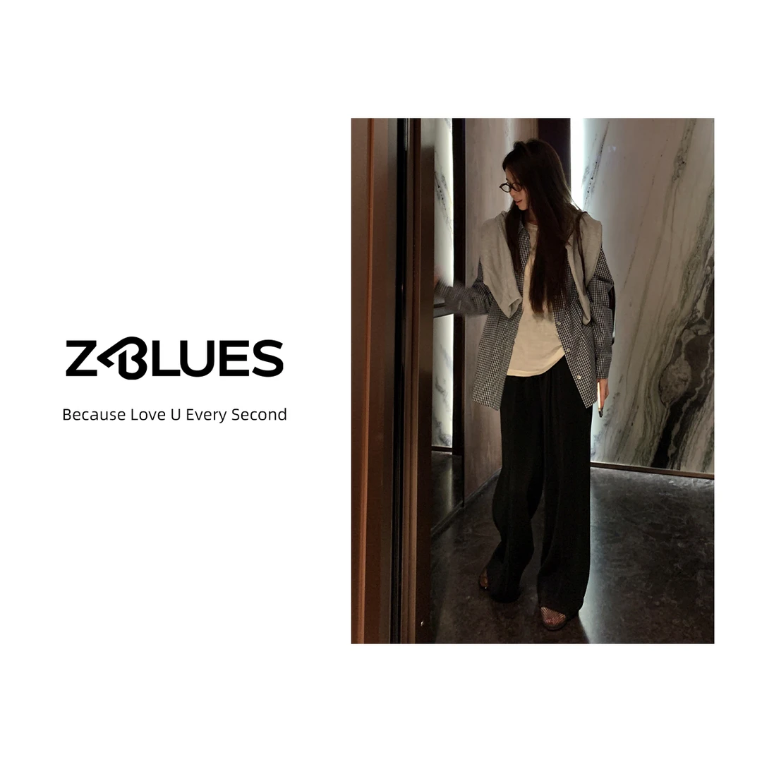 Z.blues【男友衫】純棉vintage细格纹长袖衬衫YZXSJ7155