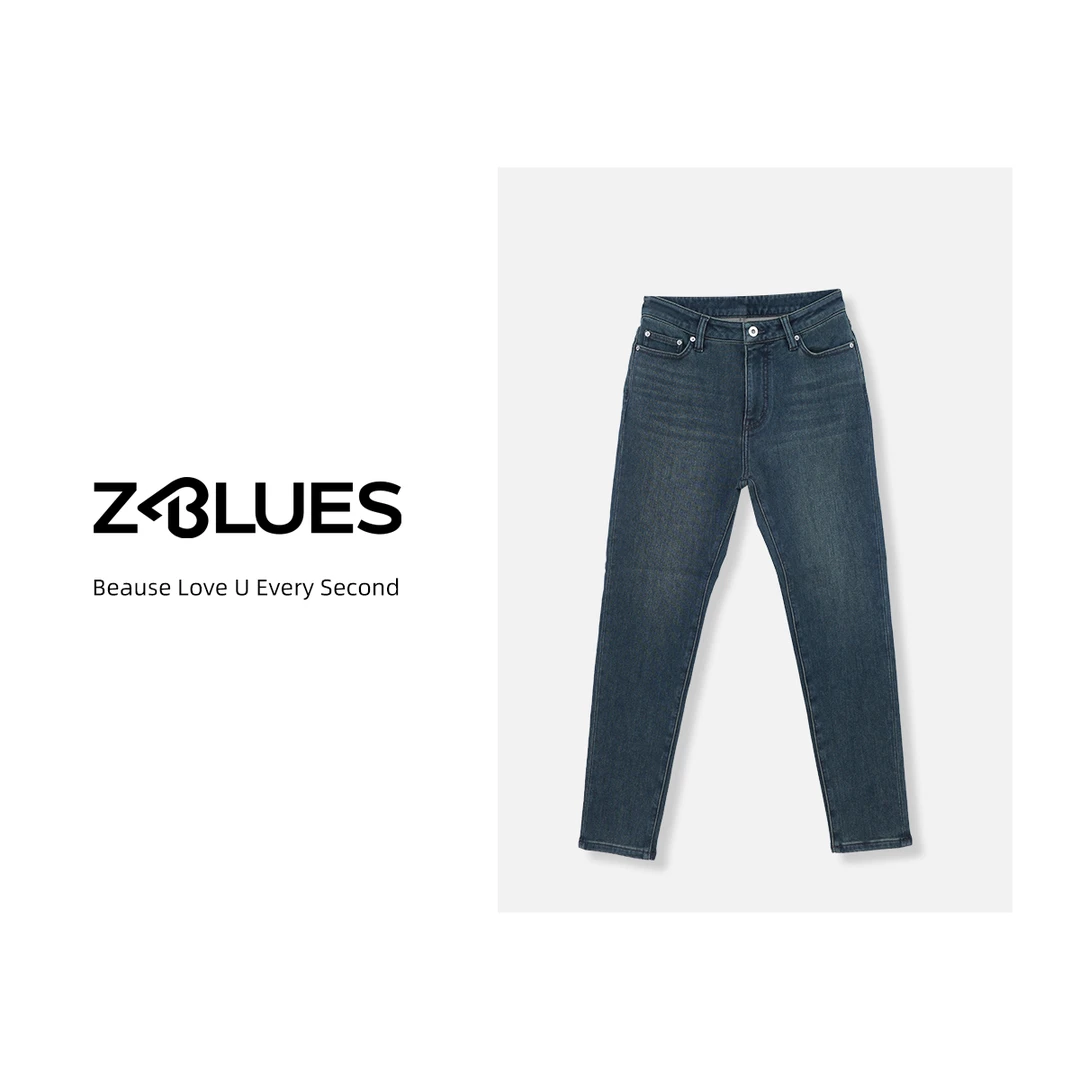 Z.blues【天幕流光】复古蓝小个子直筒温暖舒适修身⽜仔裤YZYQ0532