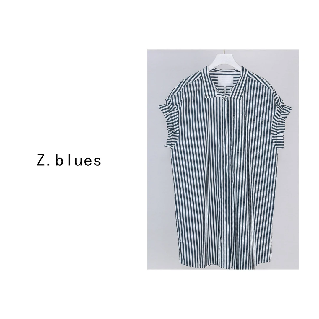 Z.blues【气质条纹】夏季宽松休闲轻奢百搭时尚衬衫连衣裙YZHSD0600