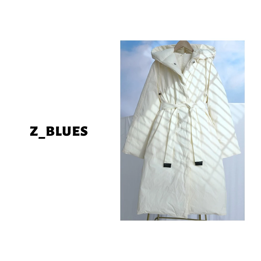 Z.blues【行走世间】秋冬白色长款可两面穿鹅绒羽绒服女士YZKZ0911