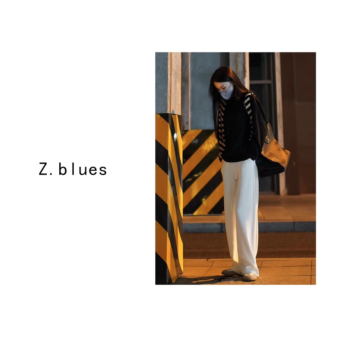 Z.blues【九十春光】松紧腰系带时尚气质垂感显瘦休闲裤YZGGCC5822