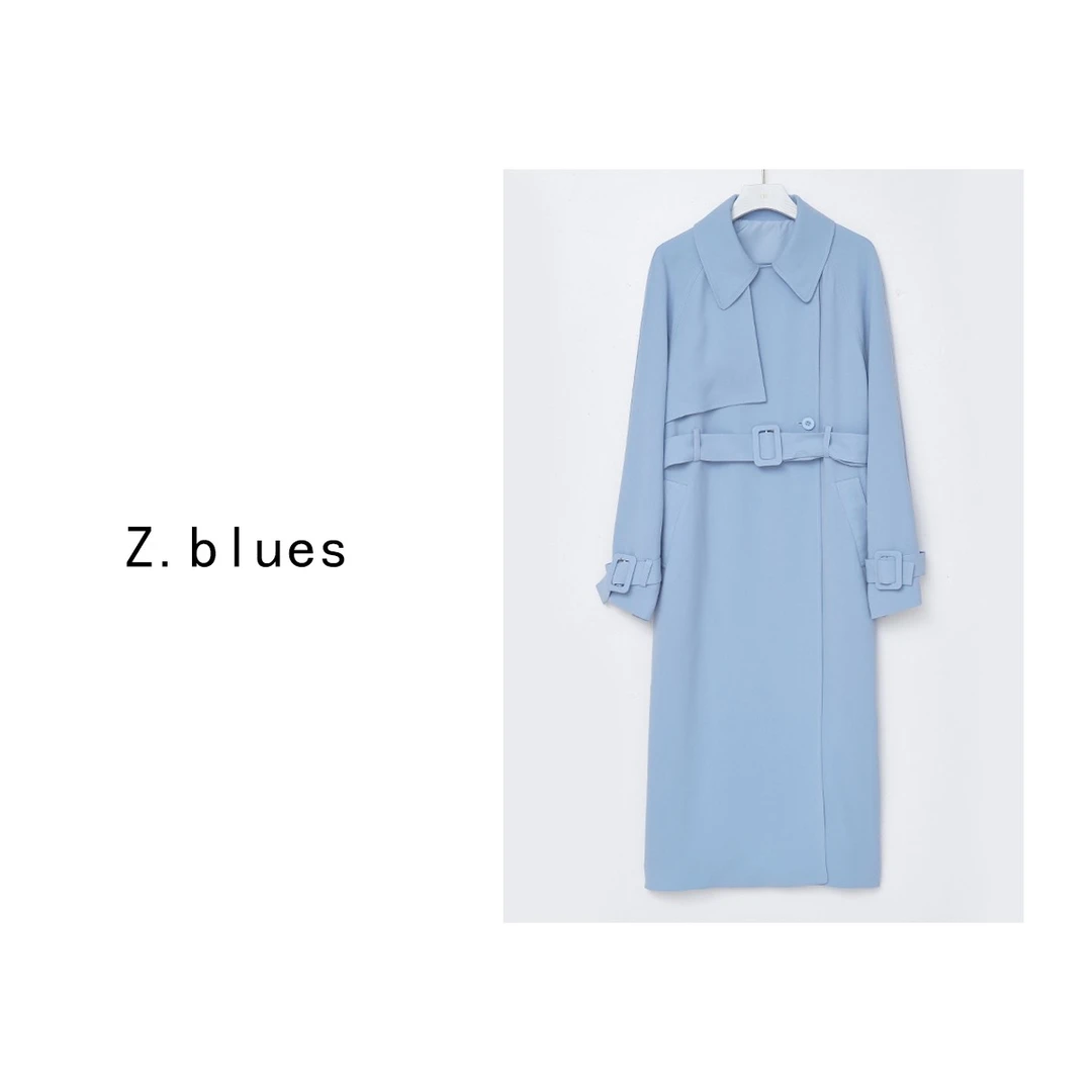 Z.blues【纯色】休闲系带时尚气质设计感立裁风衣外套YZSHKF107