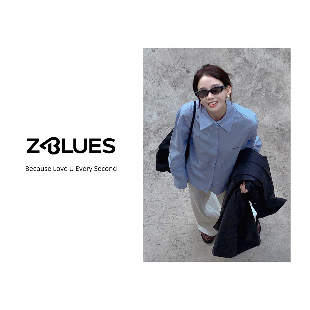 Z.blues【BOOM BOOM】懮质棉莱赛尔混纺长袖绣花衬衫YZJR4352