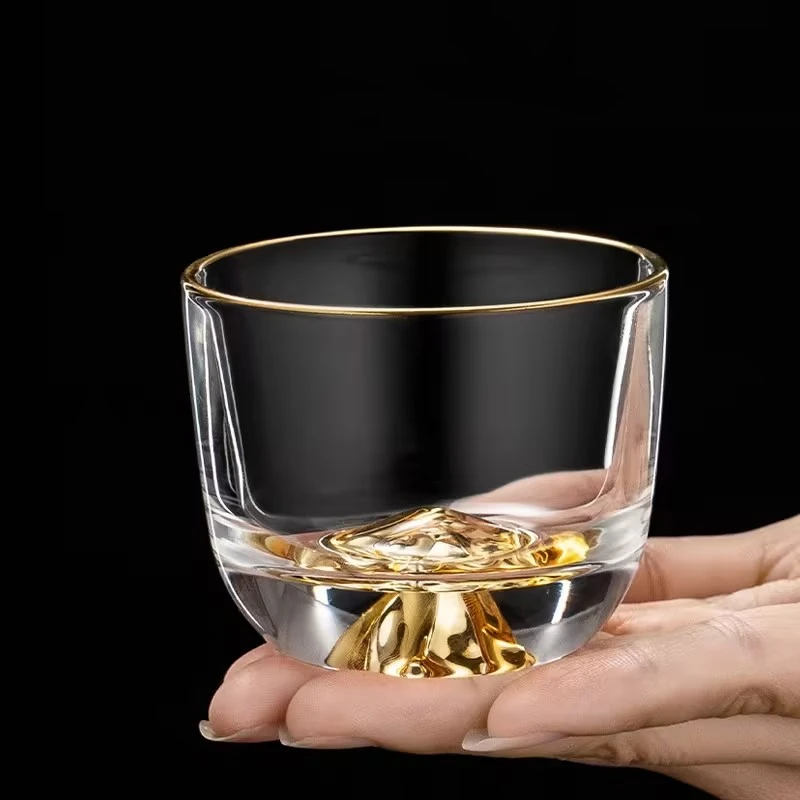 110ml藏金观山杯 手工网红高档家用创意主人杯日式刻字透明耐热