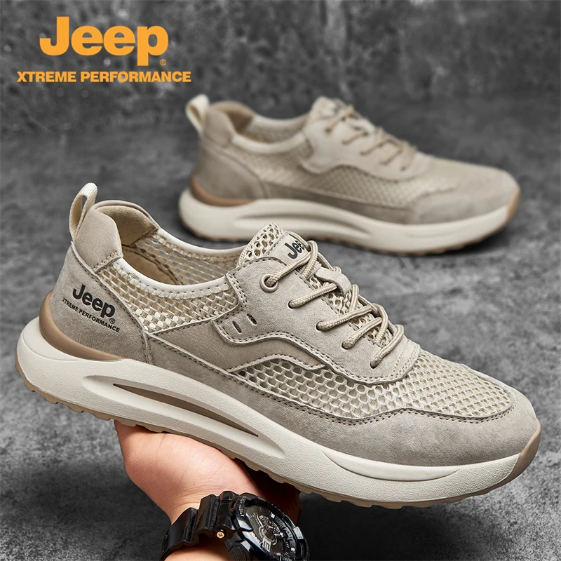 JEEP/吉普春夏户外徒步鞋男士网面耐磨户外运动网眼涉水透气男鞋