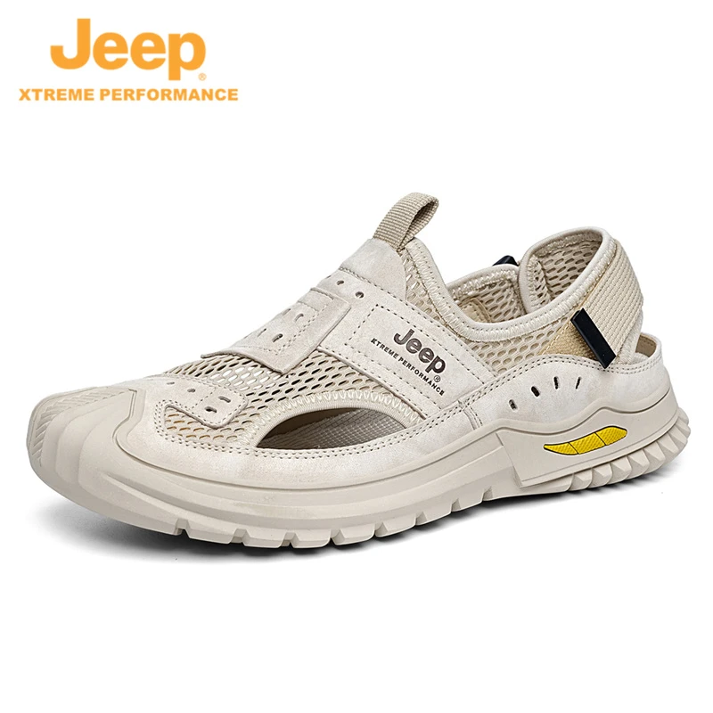 JEEP/吉普户外休闲外穿镂空包头沙滩男款时尚百搭软底潮流凉鞋男