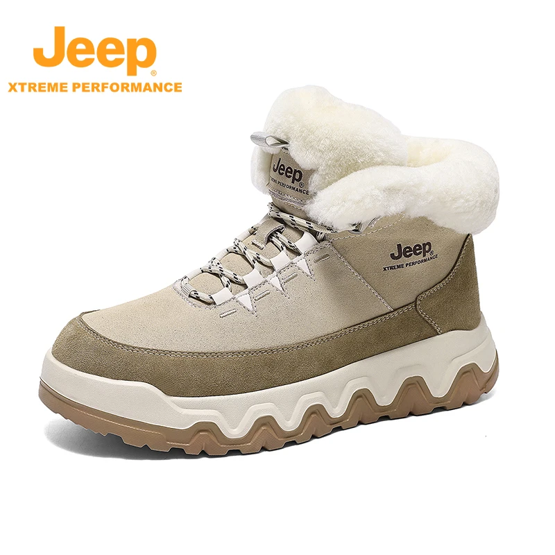 JEEP/吉普徒步鞋男士户外休闲加厚厚底耐磨登山鞋高帮秋冬冬季