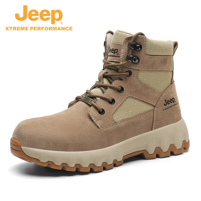 JEEP/吉普加绒加厚耐磨高帮秋冬户外休闲真皮登山鞋冬季高能感
