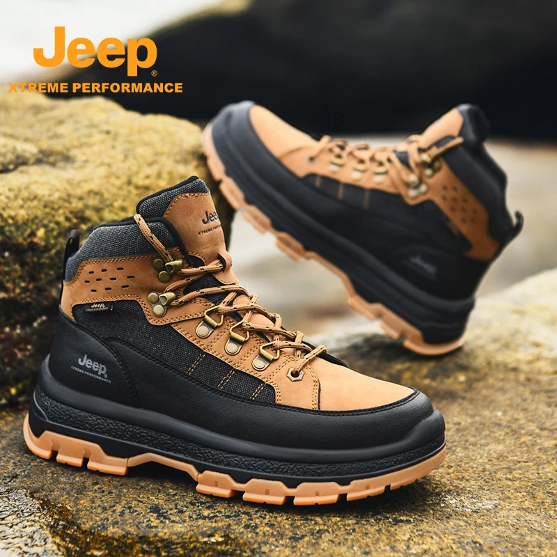 JEEP/吉普徒步鞋男士休闲百搭轻便耐磨高帮秋冬中帮户外运动鞋