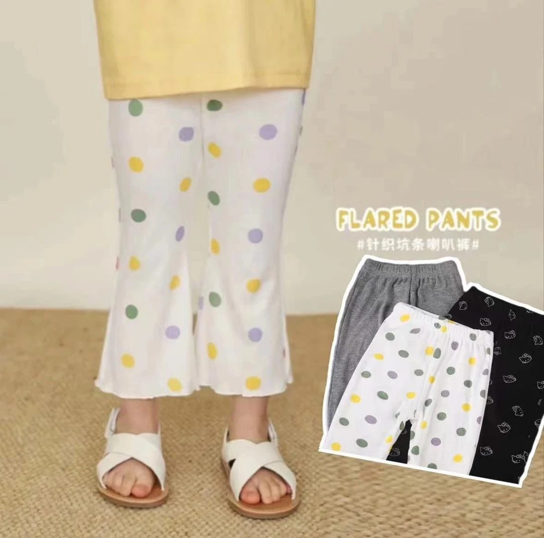 儿童女童宝宝夏季春夏薄款九分喇叭裤