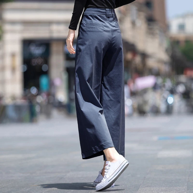 夏季薄款阔腿裤女2025年新款高腰冰丝裤子白色直筒裤休闲裤小个子