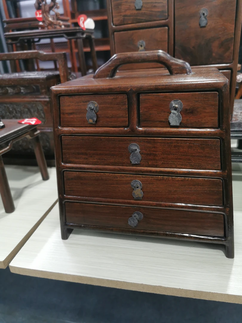 缅甸花梨五抽屉提盒
