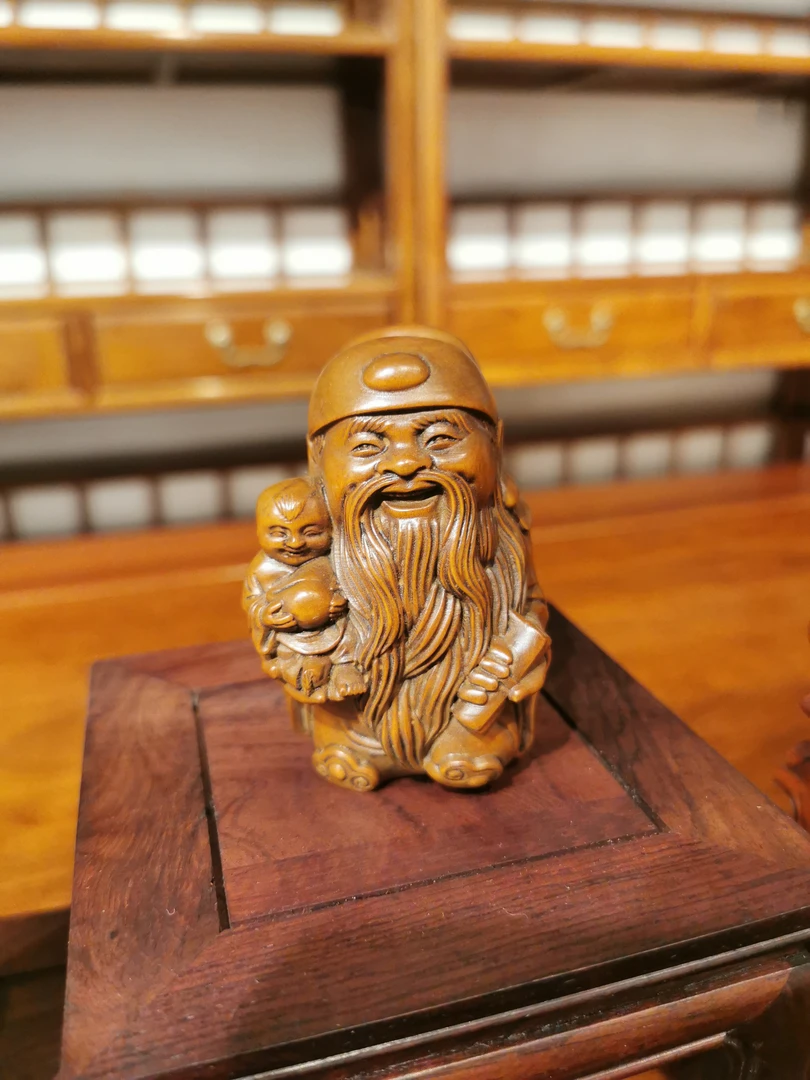 黄杨木寿星手把件摆件39
