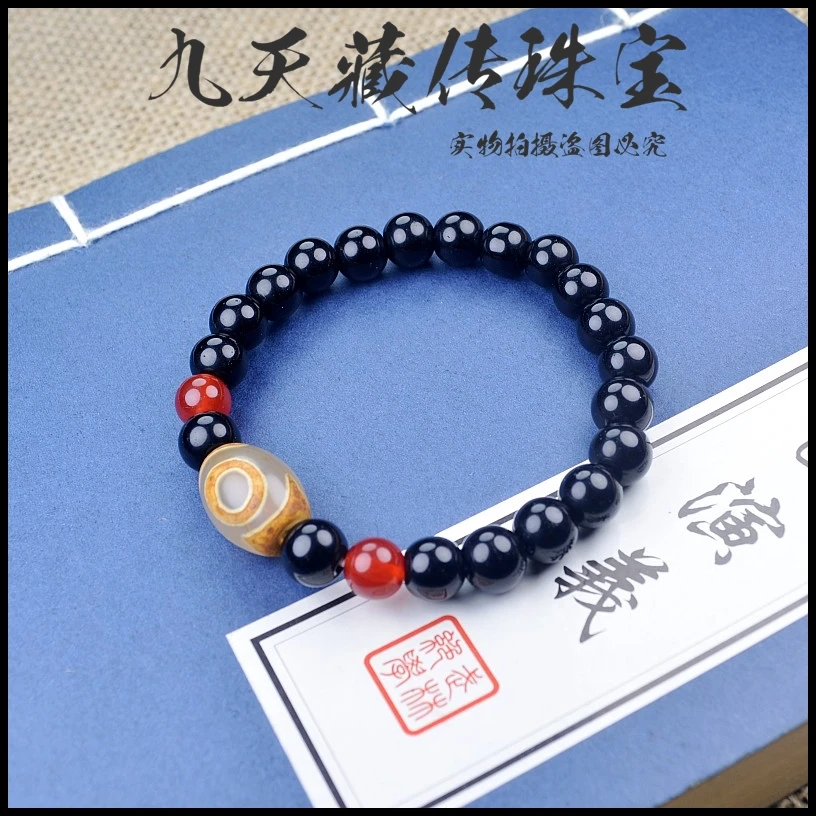 宠粉款藏式天然玛瑙三眼通天路路通时尚手链男女款百搭气质玉手串