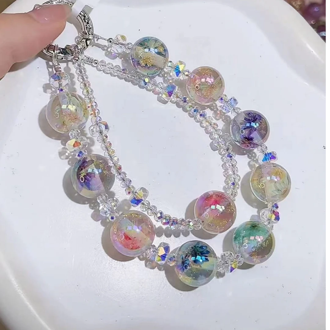 DIY手作新款双链彩色珠珠 Z7D-158 手机链