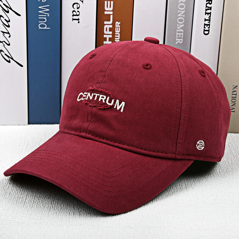 纯棉棒球帽女春秋新款酒红鸭舌帽大头围太阳帽防晒遮阳帽子男夏天